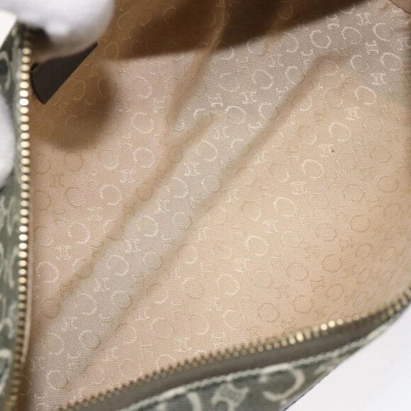 CELINE C Macadam Canvas Shoulder Bag Green Gold Auth - Picture 14 of 16